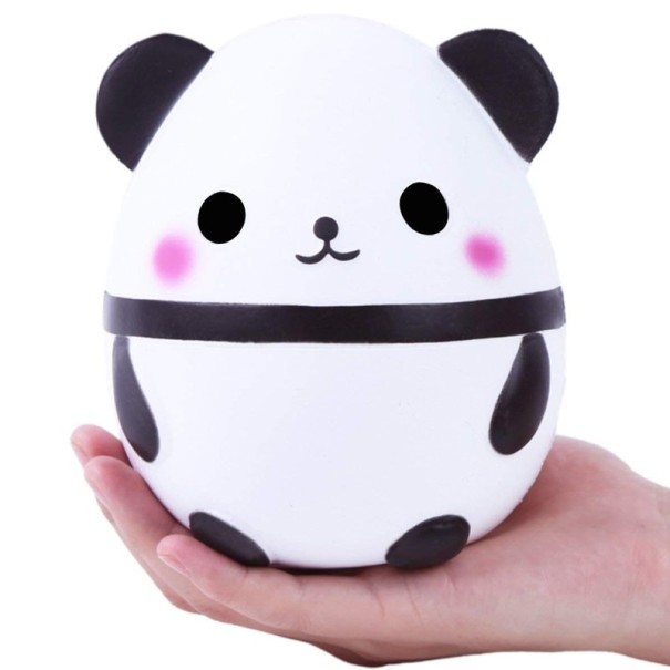 Squishy Egg-Shaped Panda Stress Relief Toy Made of Soft PU Black and White with Pink Cheeks Dimensions approx. 13 x 10 cm 1