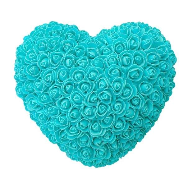 Srdíčko z umělých růží 18 cm Ručně vyráběná květinová dekorace Romantický dárek Valentýn Výročí Luxusní květinová ozdoba Elegantní interiérová výzdoba zelená