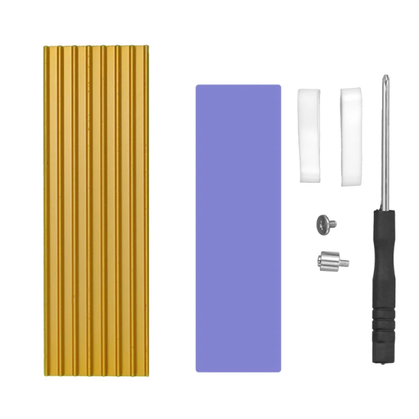 SSD-koeler voor desktop 7 x 2,2 cm met thermische siliconen pad Dikte 0,3 cm Passieve koeling voor M.2 schijven goud