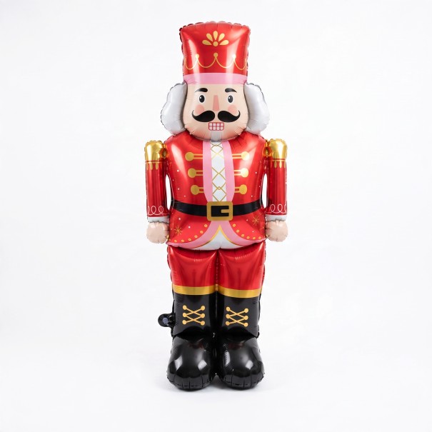 Staande opblaasbare ballon Soldaat Notenkraker in uniform 122,5 x 63 cm Rood zwart en goud Kerstdecoratie voor huis en winkel 1