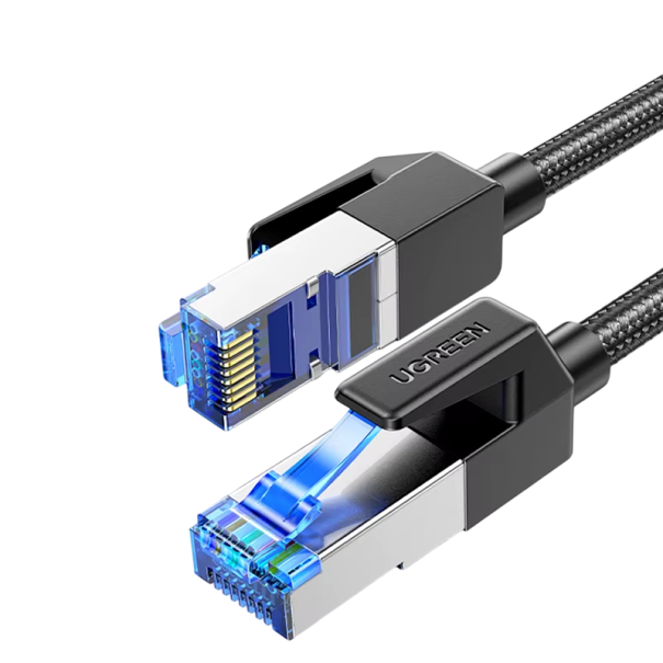 Stabiliserad Cat8 RJ45-kabel 2 m SFTP 40Gbps 2000MHz nylon svart rund kabel för PC, PS5, Xbox och nätverksanslutning 1