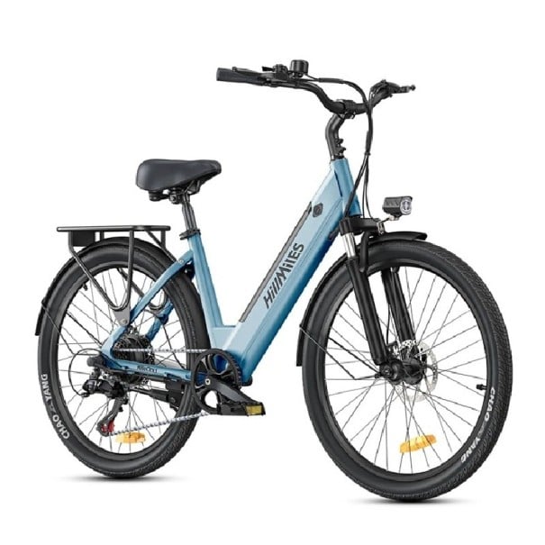 Stadt-Elektrofahrrad HillMiles MileCity 1, Reichweite 120 km, Batterie 36 V 13 Ah, Motor 250 W, 26" Räder, 7 Gänge, Scheibenbremsen blau