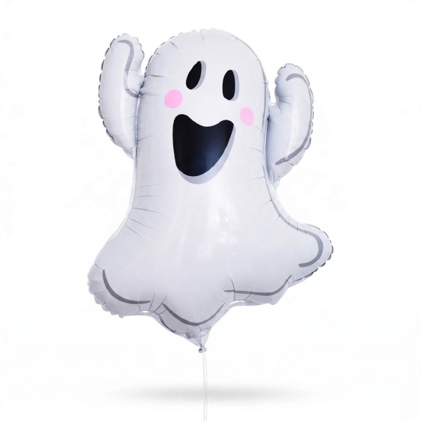 Stående oppblåsbar ballong Spøkelse med hevede hender og smil 59 x 75 cm Hvit og svart Halloween-dekorasjon til hjemmet og barnerommet 1