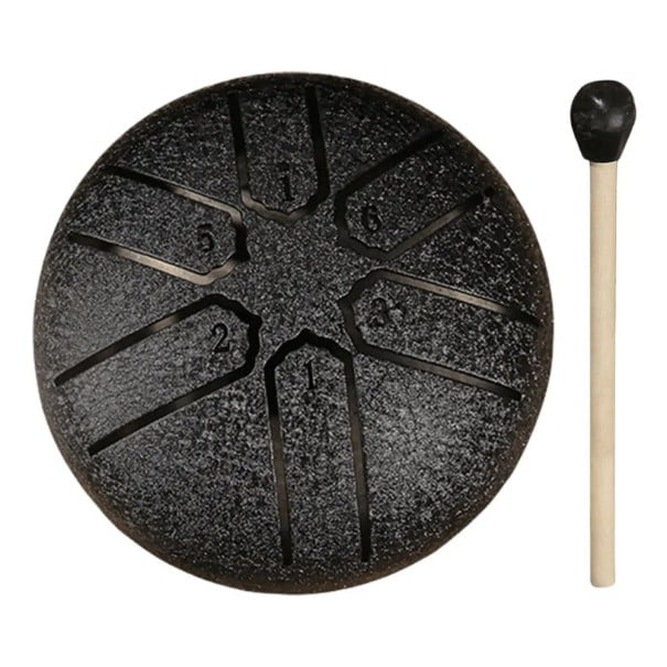 Stahlrohrtrommel, 75 × 75 mm, 6 Töne, Mini-Handpan, Meditationsinstrument, Regentrommel für Yoga, Entspannung, Spielen im Freien schwarz