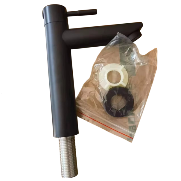 Stainless Steel Basin Mixer Tap 17 x 12 cm Simple Cold Water Tap Modern Lever Tap for Kitchen and Bathroom black