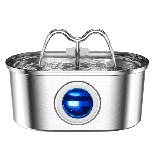 Stainless Steel Cat Fountain 3.2 L with LED Light Automatic Water Dispenser with Quiet Operation Water Circulation and Level Control 1