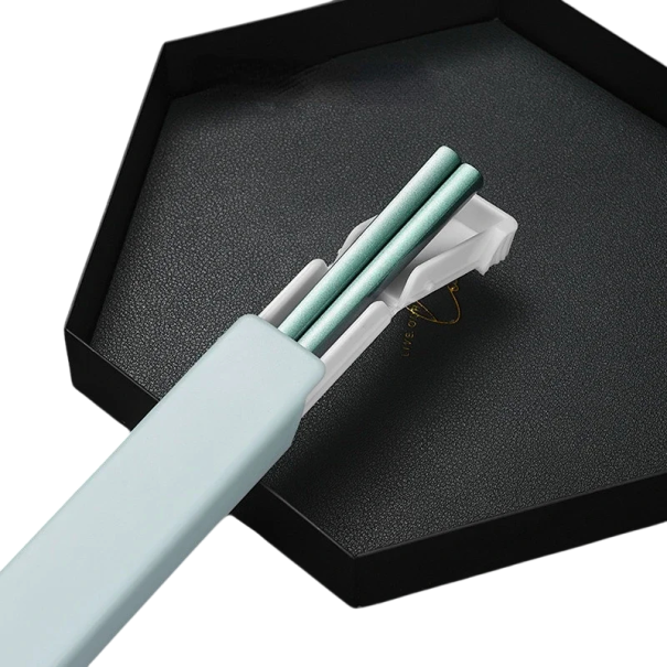 Stainless Steel Chopsticks with Case Travel Portable Chopsticks with Storage Box Non-Slip Chopsticks for Sushi Noodles and Asian Dishes light green