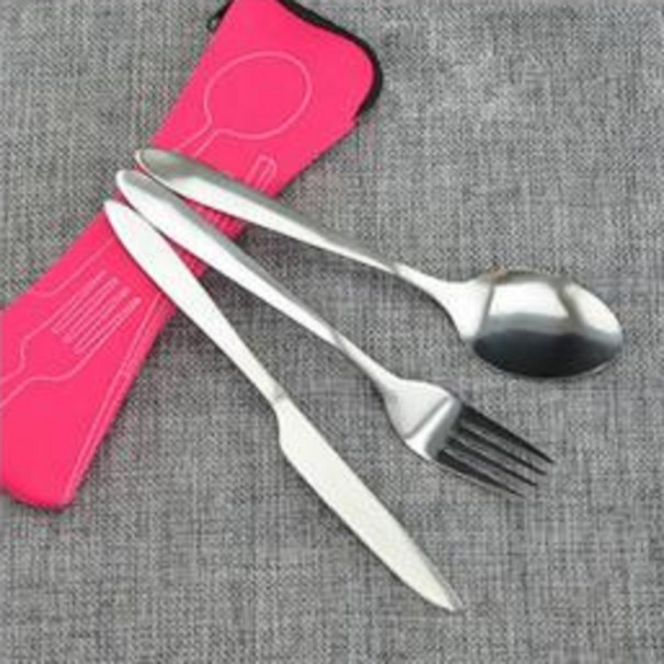 Stainless Steel Cutlery Set - 3 pcs + Case red