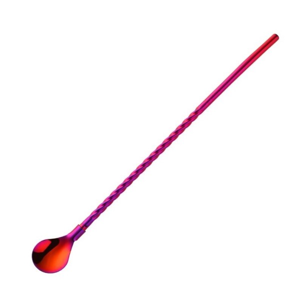 Stainless Steel Spoon with Straw 2 pcs red