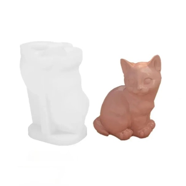Stampo in silicone a forma di gatto per candele Stampo per la produzione di candele, saponi, cioccolato e decorazioni originali per il fai-da-te marrone