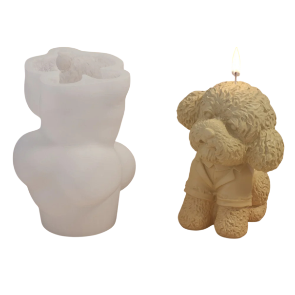 Stampo in silicone per candela a forma di barboncino in giacca e camicia 5,2 x 6,6 cm Stampo per la produzione di candele, sapone, cioccolato, decorazioni 1