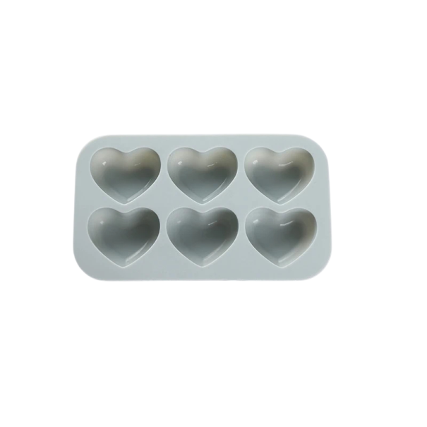 Stampo in silicone per colare sapone e candele Cuore 6 scomparti 16,2 x 9,5 x 2 cm rosa o verde verde
