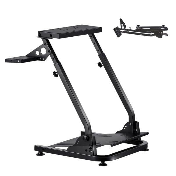 Standaard voor racestuur met verstelbare hoogte 66–82 cm en afmetingen 66,5×60,5 cm, metalen zwart voor simulators 1