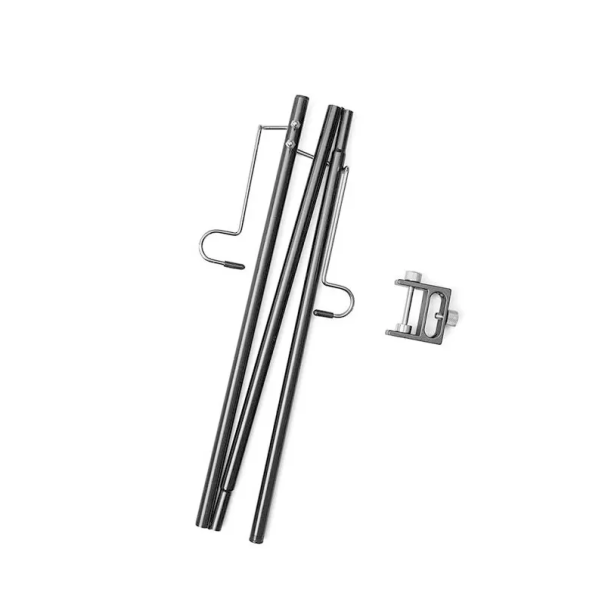 Ständer für hängende Campinglaterne aus Aluminiumlegierung mit einfacher Befestigung am Tisch bis 3 cm mit elastischem Band für Außenbeleuchtung schwarz