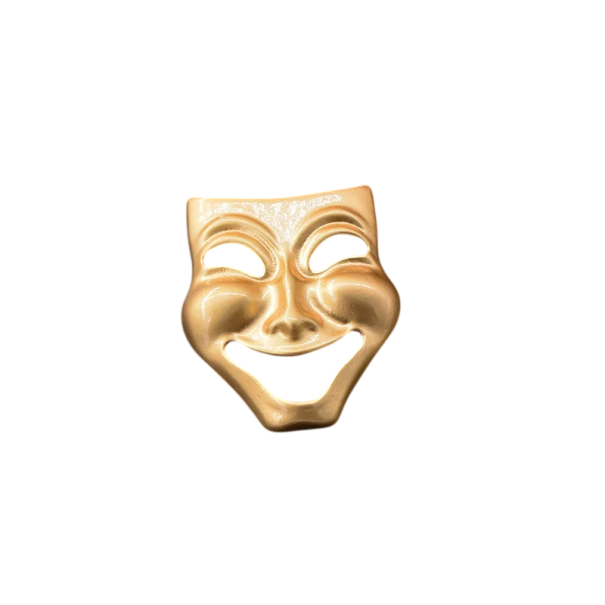 Statement Face Mask Brooch Pin Badge Metal Gold 3D Design with Smile Clothing Accessory Backpack Lapel Jewellery 1