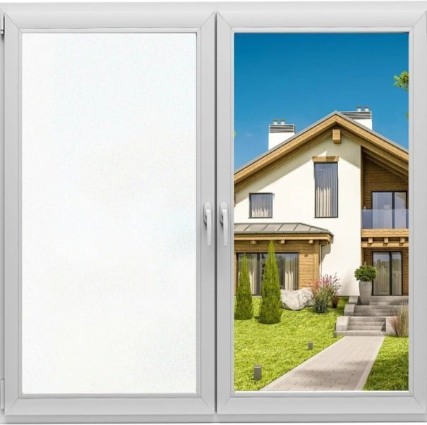 Static Window Film 30 x 100 cm Decorative Film for Windows No Adhesive Easy Application Privacy Adjustment For Glass Surfaces white