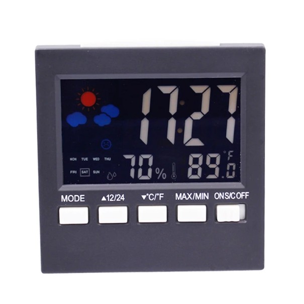 Station météorologique numérique avec écran LCD couleur Thermomètre Hygromètre Réveil Calendrier Prévisions météorologiques Unités °C/°F Taille 1