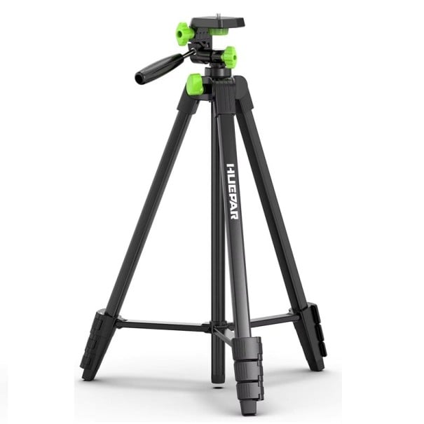 Stativ pro laserovou vodováhu s otočnou hlavou 360° a bublinovou vodováhou výška 42 až 152 cm nosnost 10 kg hliníková slitina černo-zelený 1