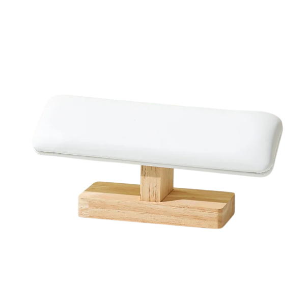 Stativ til armbånd og ure T-bar 12 × 8,5 × 5 cm træstativ med polstret holder i læder til udstilling af armbånd og ure hvid