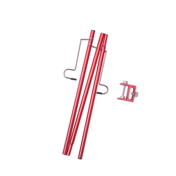 Stativ til hængende campinglampe i aluminiumlegering med nem montering på bord op til 3 cm med elastisk snor til udendørs belysning rød