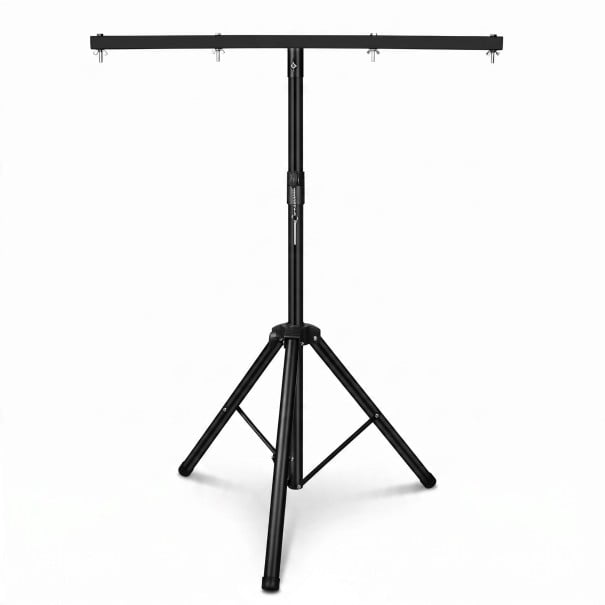 Stativ vo tvare T na pódiové svetlá s priečkou 95 cm a výškou 100 až 180 cm so 4 úchytmi na svetlá čierny pre reflektory 1