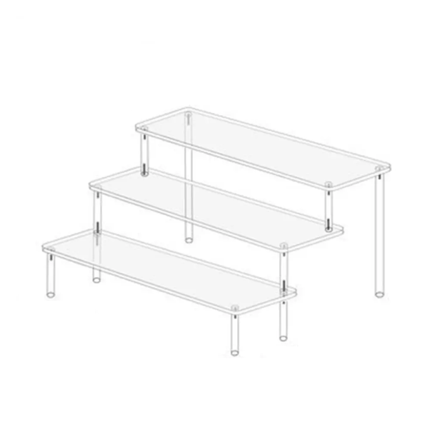 Stativo acrilico trasparente a 3 livelli 29,5 x 20,7 x 15 cm Espositore multi-livello per cosmetici, figurine, spezie e oggetti da collezione 1