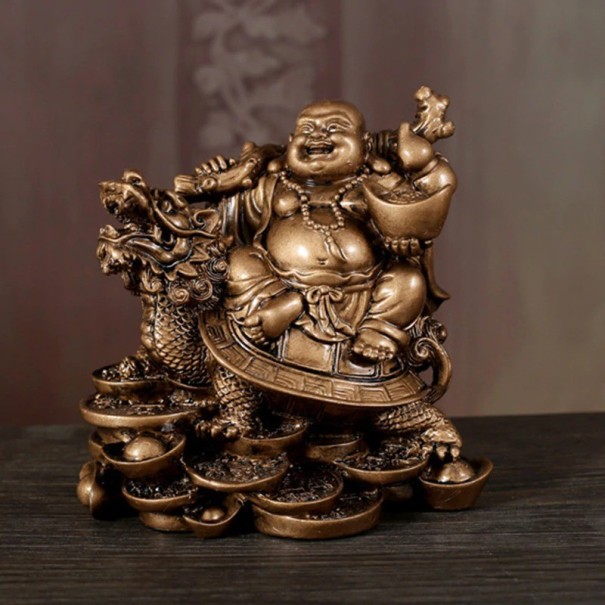 Statua decorativa del Buddha sorridente bronzo