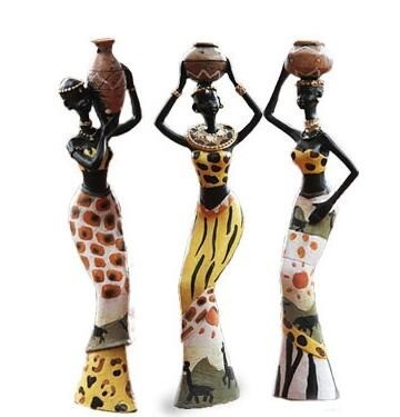 Statuetta decorativa donna africana 3 pz 1