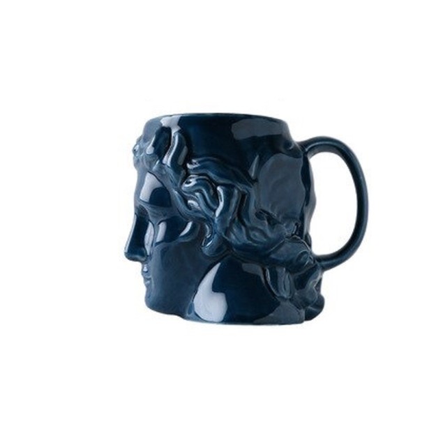 Statuia de cană din ceramică albastru inchis