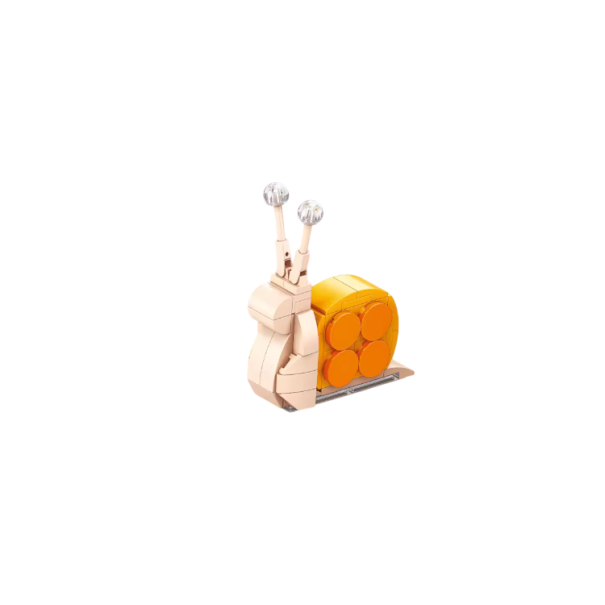 Stavebnica béžový šnek 62 dielikov 9,2 x 7,5 x 3,2 cm Model slimáka s oranžovou ulitou Kreatívna skladacia dekorácia z plastu 1