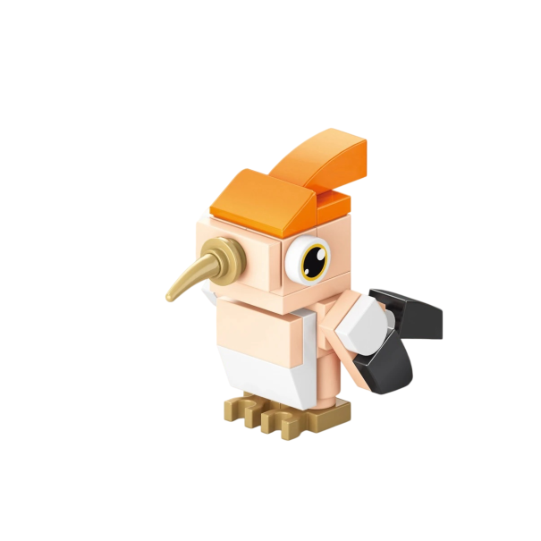 Stavebnice oranžový pták 5 x 6,5 x 3,2 cm 31 dílků Mini ptáček s dlouhým zobákem a černými křídly Roztomilý model pro dekoraci a kreativní tvoření 1