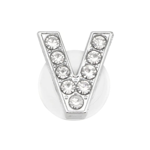 Steentjes decoratie voor crocs letter V 2,5–3 cm PVC zilveren decoratie voor schoenen ter personalisatie van schoeisel en aanvulling van het uiterlijk 1