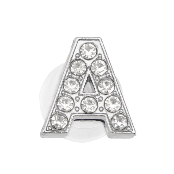 Steentjesdecoratie voor crocs letter A 2,5–3 cm PVC zilveren decoratie voor het personaliseren van schoenen en het maken van initialen 1