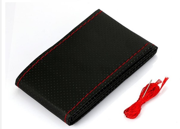 Steering Wheel Cover Made of Artificial Leather red