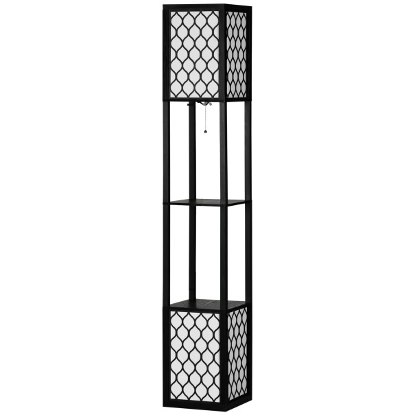 Stehlampe mit Regalen 156 x 26 cm, Stauraum, Fassung E27 40W, Kabel 1,8 m, schwarz, dekorative Beleuchtung für das Wohnzimmer