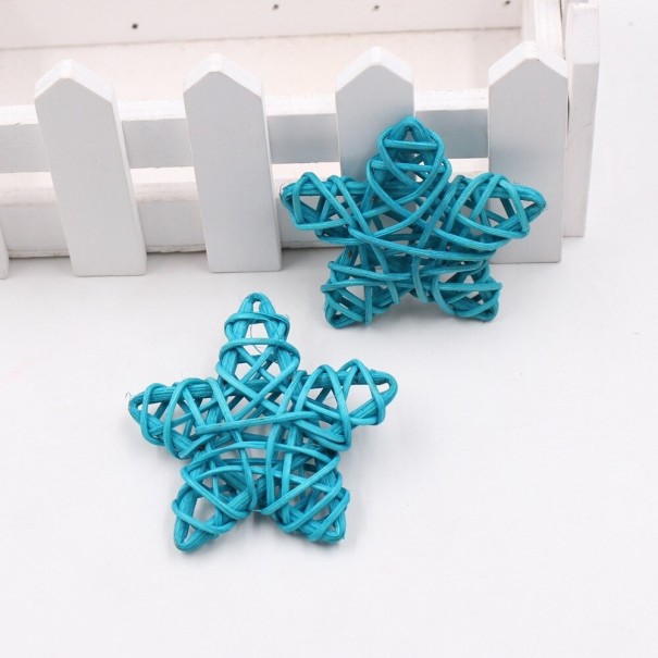 Stelle decorative in rattan 5 pz azzurro