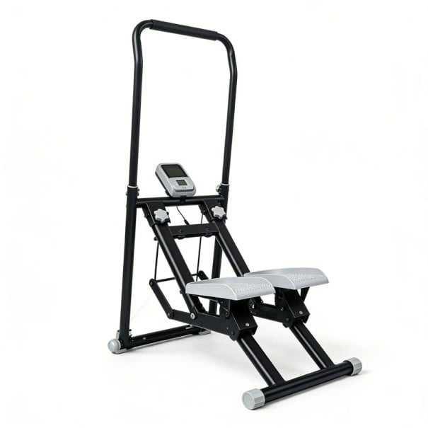Stepper se simulací schodů 3stupňové nastavení výšky 115 až 125 cm Široké pedály 47 cm Ocel Nosnost 150 kg LED monitor Na cvičení doma černá