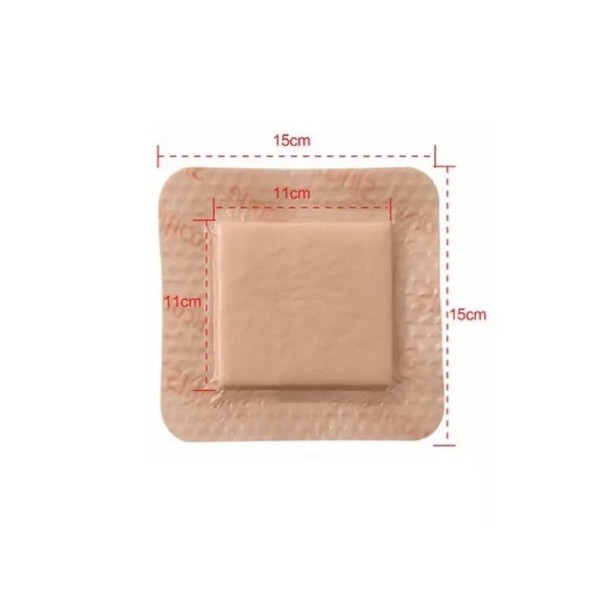 Steril silikonfoambandage vattentät 15 × 15 cm med absorptionslager 11 × 11 cm för sårskydd 1