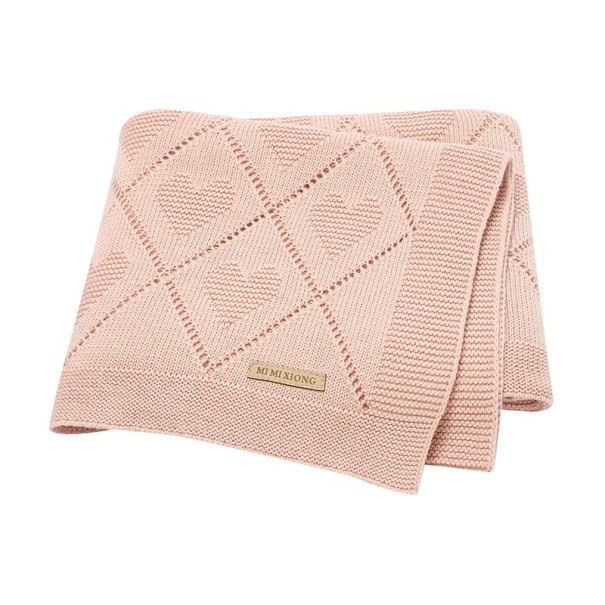 Stickad bomullsfilt 70x90 cm Mimixiong Barnvagnsfilt Spjälsängsfilt Mjuk för bebisar Sovfilt rosa