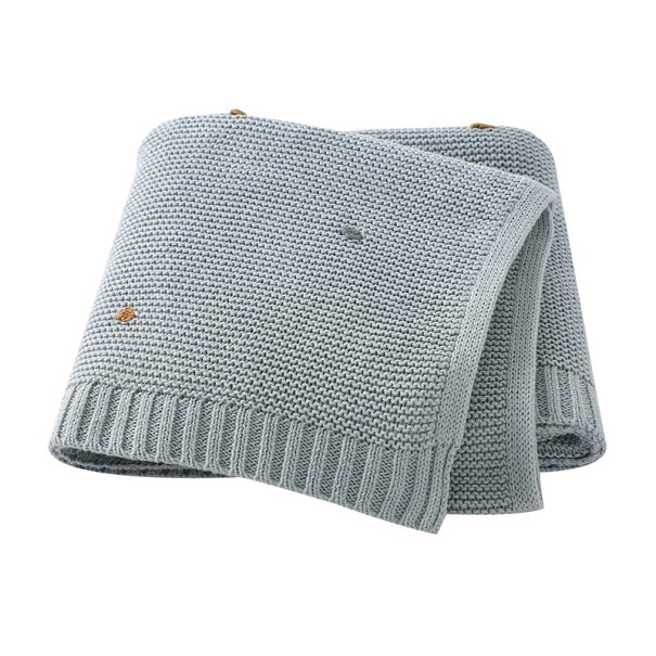Stickad bomullsfilt för baby 70x90 cm Babyfilt för barnvagn Spjälsängar Färgglatt mönster Nyfödda Spädbarn Sover grå