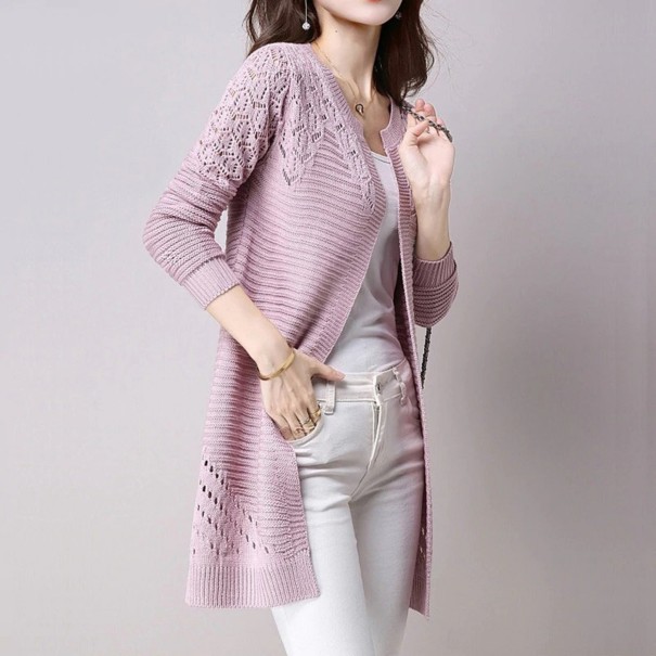 Stickad cardigan för damer G316 rosa M