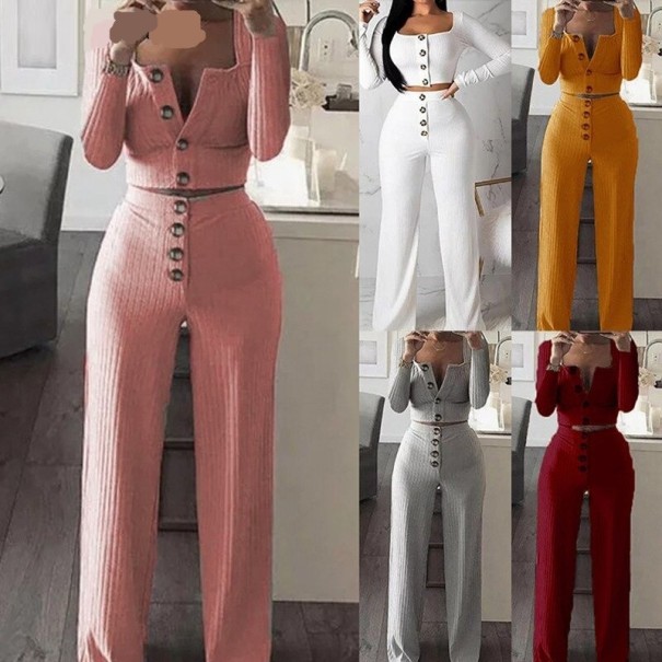 Stickad crop top och byxor för kvinnor B1180