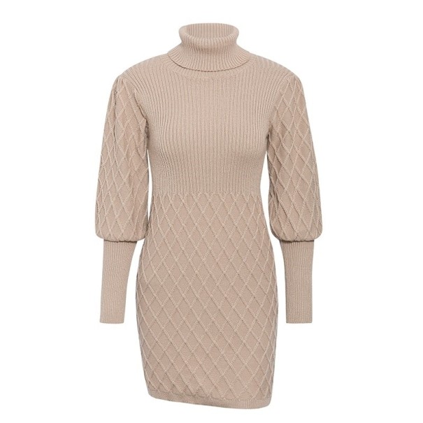 Stickad damklänning khaki M
