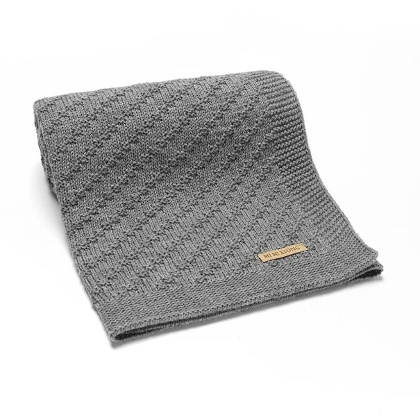 Stickad filt för baby 70x90 cm Färgglad filt för barnvagn och spjälsäng För nyfödda Sova Resa grå