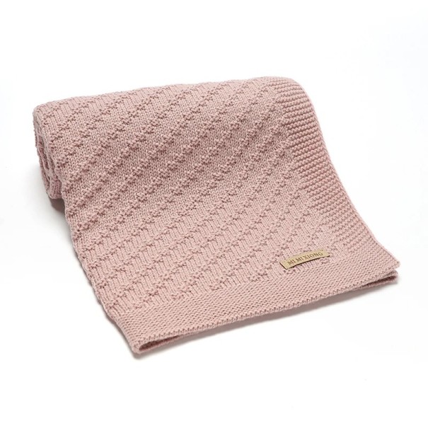 Stickad filt för baby 70x90 cm Färgglad filt för barnvagn och spjälsäng För nyfödda Sova Resa rosa