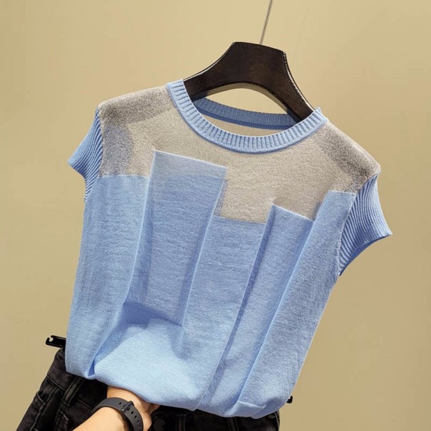 Stickad T-shirt för dam A2200 blå