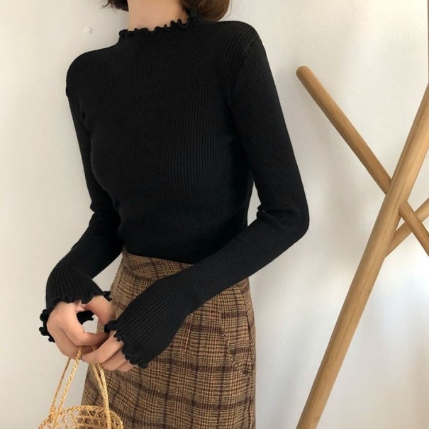 Stickad turtleneck, dam A58 rosa