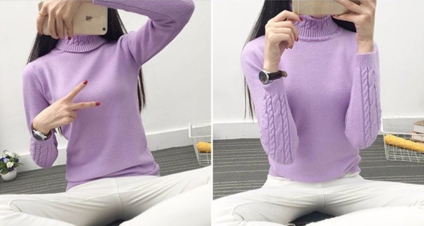 Stickad turtleneck dam J2858