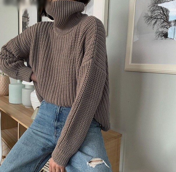 Stickad turtleneck för dam A2131