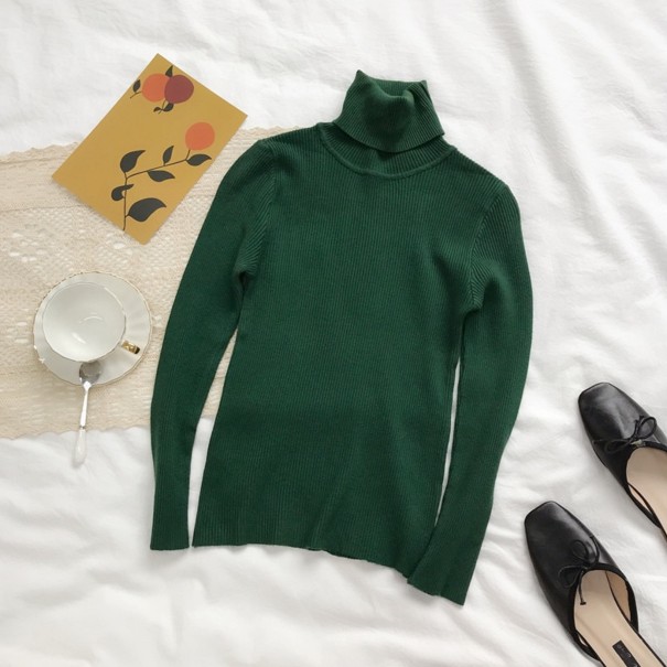 Stickad turtleneck för damer G203 mörkgrön